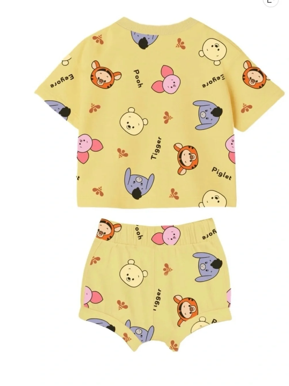 Disney Yellow Winnie the Pooh Baby Boy 2 Piece French Terry Short Set